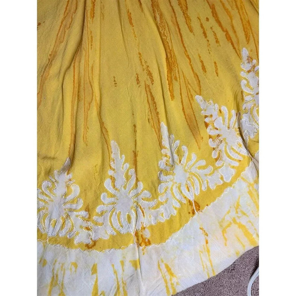 - Sakkas Women's Yellow Tie-Dye Batik Maxi Caftan Dress One Size - Picture 14 of 16